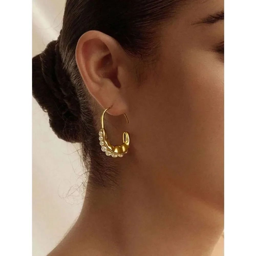 Pearl hoop earrings N2043